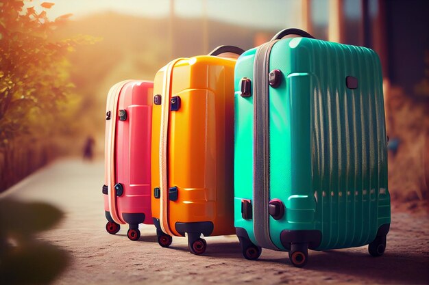 Valises de voyage en plastique Le concept de vacances et travelgenerative ai