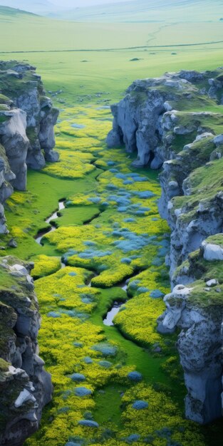 La vallée captivante Une représentation hyperréaliste d'une campagne anglaise