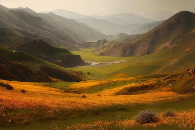 Vallée du safran Beau paysage Généré par l'IA