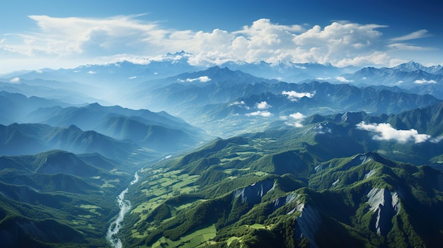 La vallée avec les montagnes en arrière-plan Génératif Ai