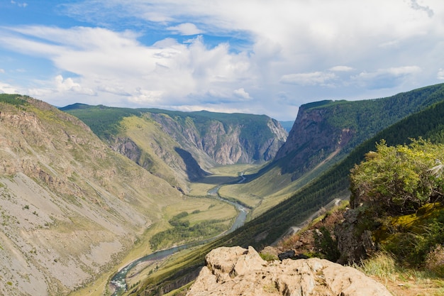 Vallée de la rivière, vue de dessus