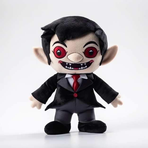 Un vampire en peluche vêtu de noir