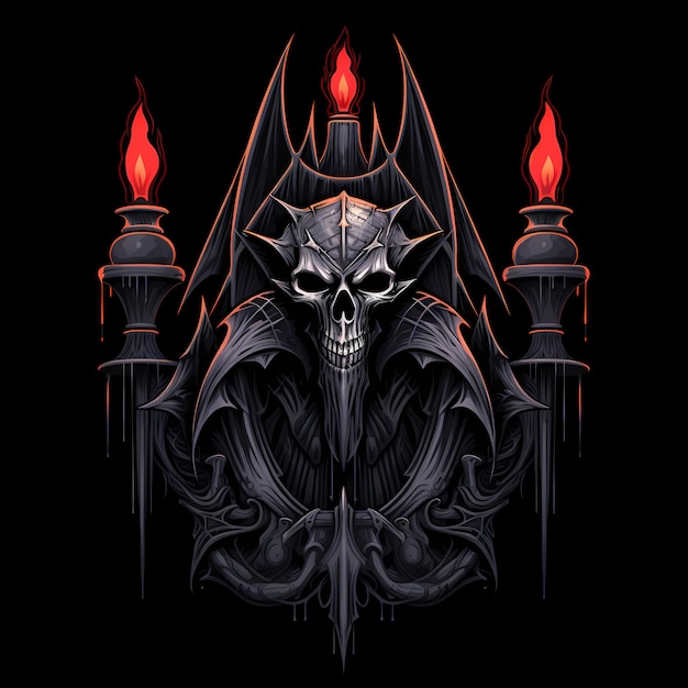 vampire tshirt tatouage conception art sombre illustration isolée sur fond noir