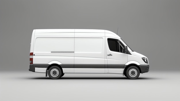 Van de livraison blanc isolé sur fond gris rendu 3D d'un véhicule de fret avec un espace vide pour la marque