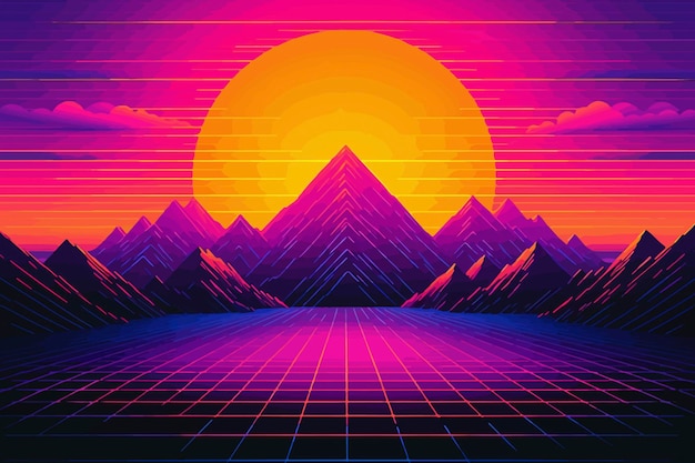 Vaporwave Adventure Expérience d'arrière-plan Synthwave rétroinspirée générée par l'IA