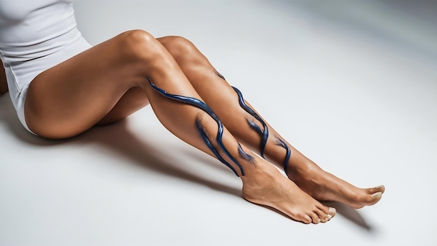 Photo varices dans les jambes jambes de femme isolées sur blanc