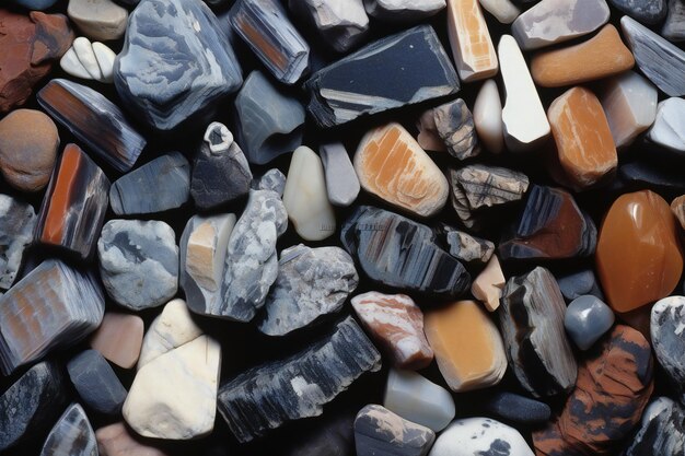 Variété de cailloux de roche minérale naturels comme composition de texture de fond