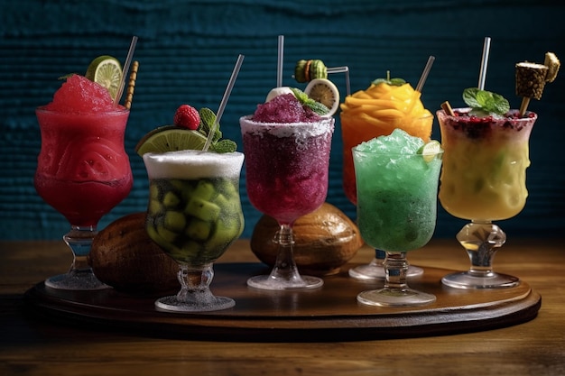 Une variété de cocktails sur un bar