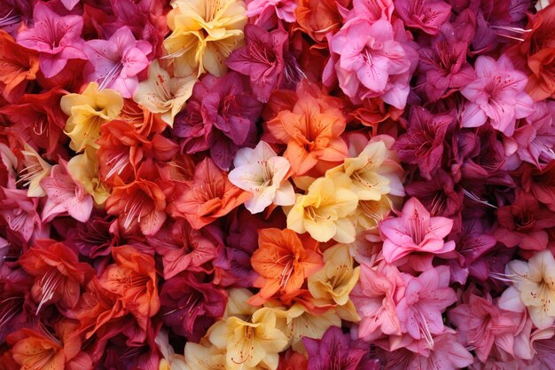 Une variété de couleurs d'azaleas formant un gradient naturel créé avec un AI génératif