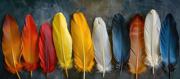 La variété des couleurs dans les plumes sur un fond inspiré par la nature