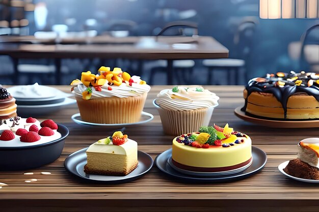 une variété de desserts sur une table en bois