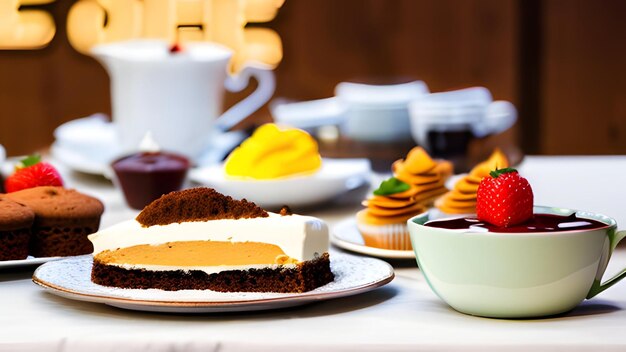 Une variété de desserts sur une table en bois