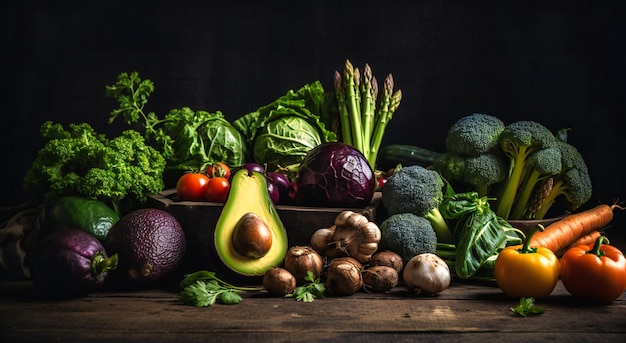 Une variété de fond de légumes frais