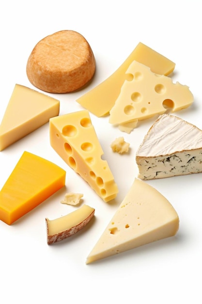 une variété de fromages et de craquelins sur une surface blanche