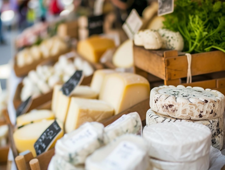 Une variété de fromages sur le marché