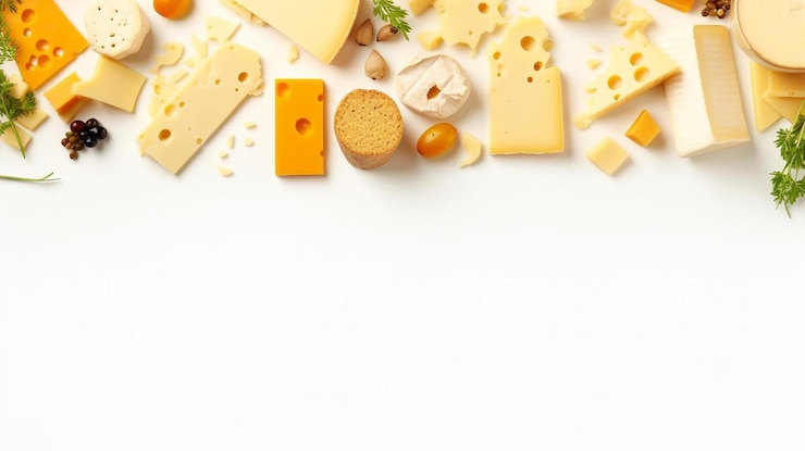Photo une variété de fromages sur une surface blanche