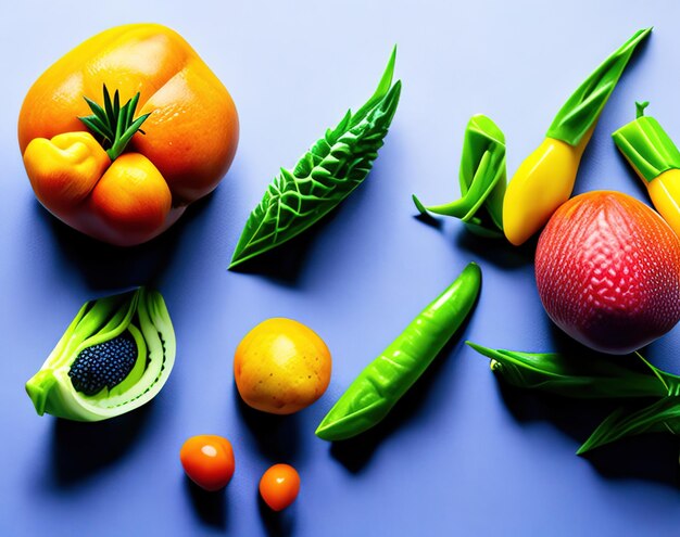 Une variété de fruits comprenant un haricot, un haricot et un haricot vert.