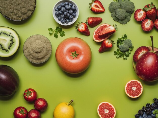 une variété de fruits et légumes dans des bols de nourriture se concentrer sur la photographie de la nourriture de santé