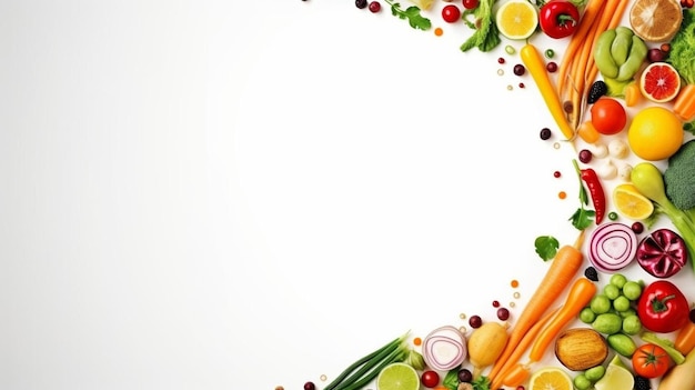une variété de fruits et légumes disposés en cercle