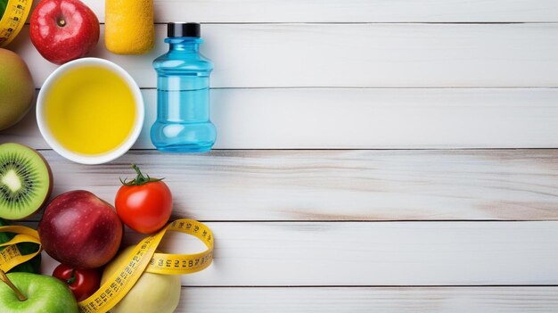 Photo une variété de fruits et légumes sur une table