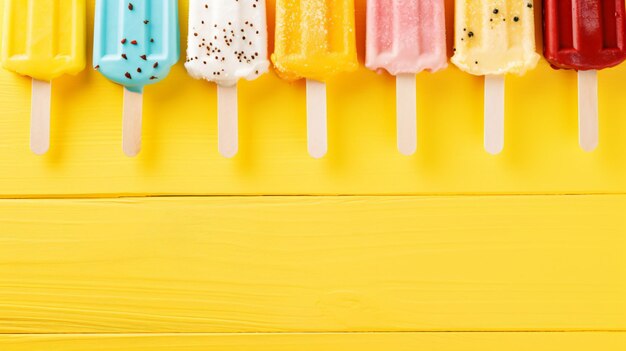 Une variété de glaces et de crèmes glacées d'été colorées