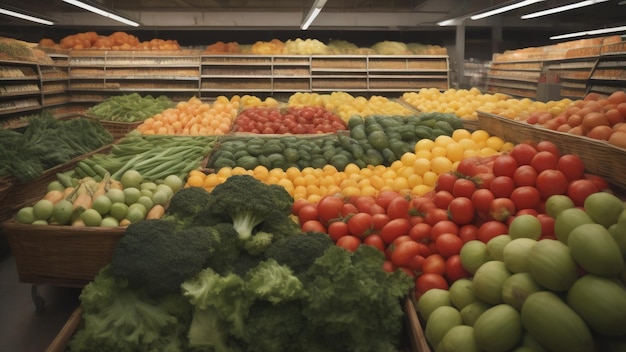 Une variété de légumes au supermarché