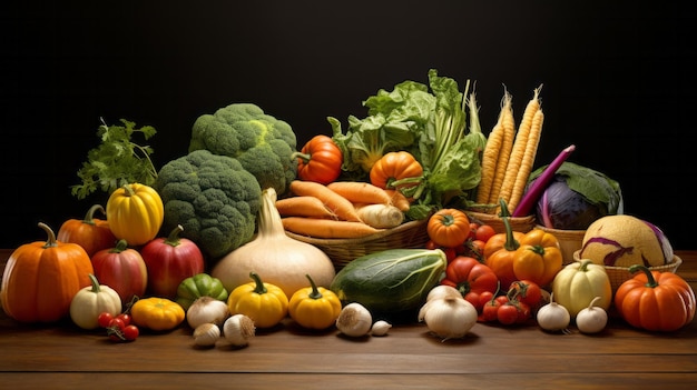 Une variété de légumes sont sur une table AI générative