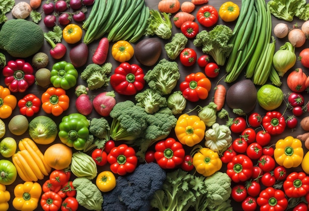 Une variété de légumes, y compris le brocoli, le brocoli et d'autres légumes