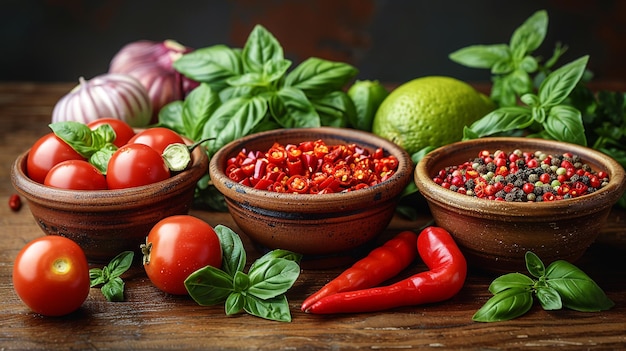 une variété de légumes, y compris des tomates, des poivrons et d'autres légumes