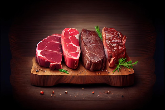 Variété de nourriture de croupe de viande crue Black Angus Prime