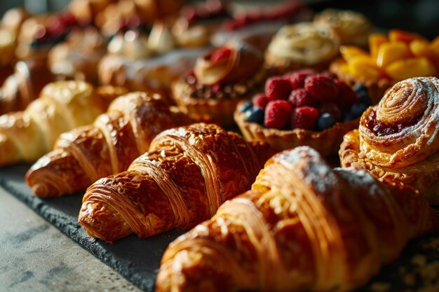 Une variété de pâtisseries françaises fraîchement cuites