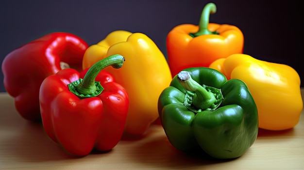 Photo une variété de poivrons colorés sur une table