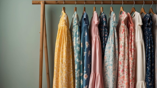 Une variété de robes colorées sur un rack