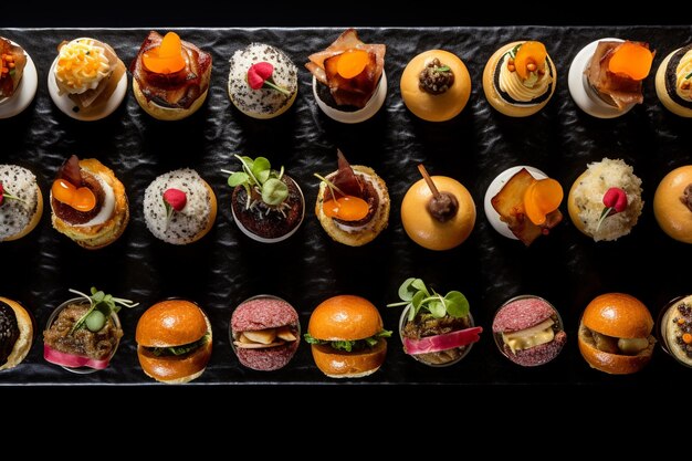 Photo une variété de sliders gourmands avec des combinaisons de saveurs uniques