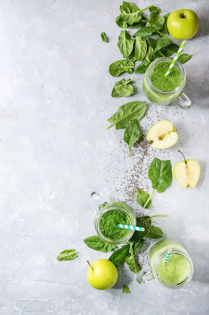 Variété de smoothie vert