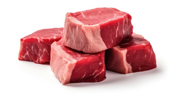 Variété de steaks crus isolés