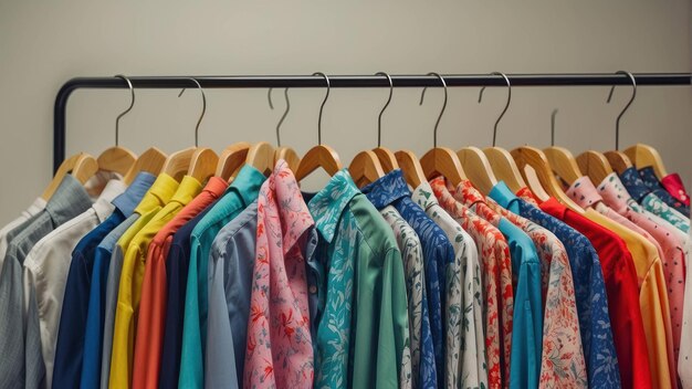 Une variété de vêtements colorés accrochés