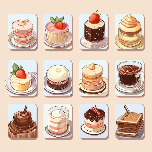 Photo variétés de bonbons et de desserts. set et collection de gâteaux au chocolat. gâteaux aux gâteaux au velours rouge.