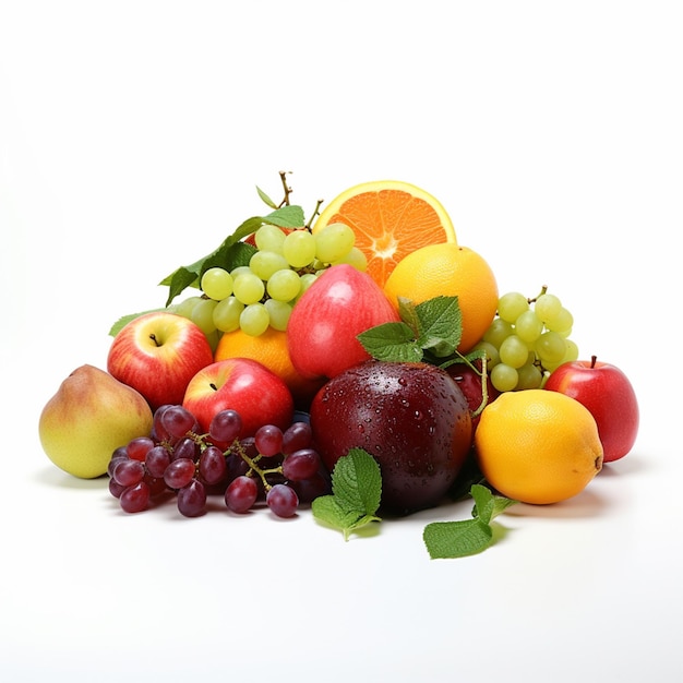 Variétés de fruits sur fond blanc