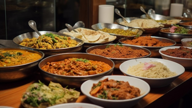 Variétés indiennes traditionnelles de plats non végétariens servis aux mariages