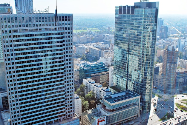 VarsoviePologne 30 septembre 2017 Vue des gratte-ciel et de l'architecture moderne depuis Cosmopolitan
