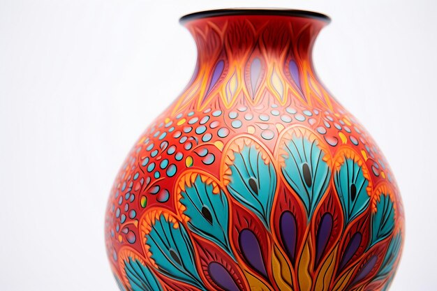 Un vase artisanal aux teintes vives