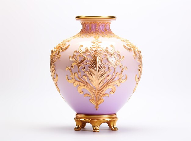 Vase asiatique traditionnel en céramique fabriqué à la main avec un motif doré sur un objet décoratif royal