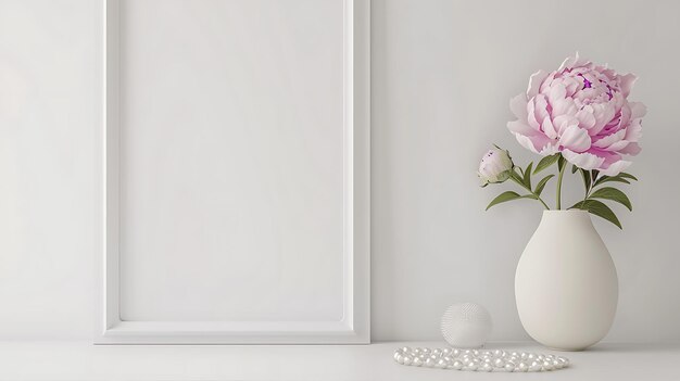 un vase blanc avec des fleurs roses dedans