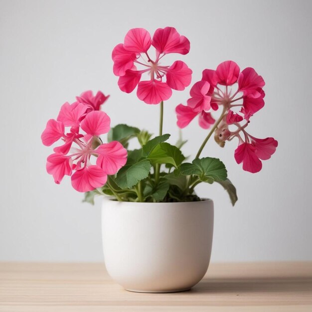 Photo un vase blanc avec des fleurs roses et un fond blanc