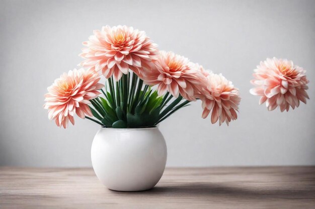 un vase blanc avec des fleurs roses à l'intérieur et un vase blanche avec des fleures roses àl'intérieur