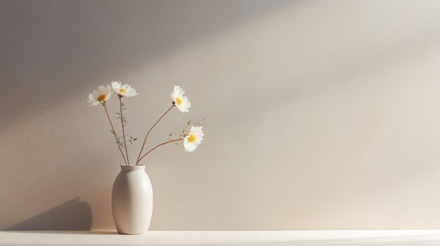 Photo vase blanc minimaliste avec des fleurs un chef-d'œuvre du postminimalisme