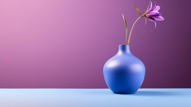 Photo un vase bleu avec une fleur violette dedans