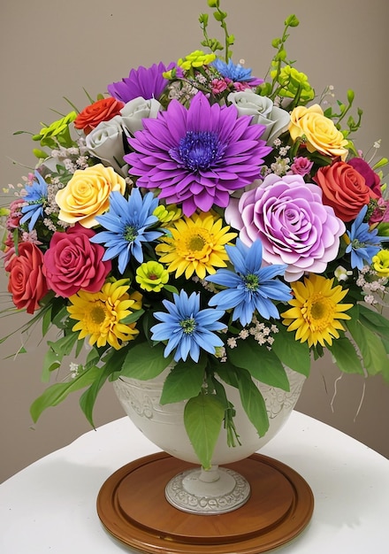 Un vase avec un bouquet de fleurs dedans