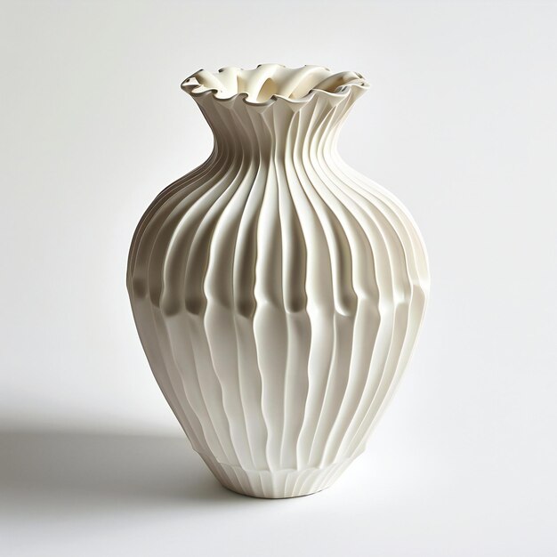 Vase en céramique blanche sur fond blanc